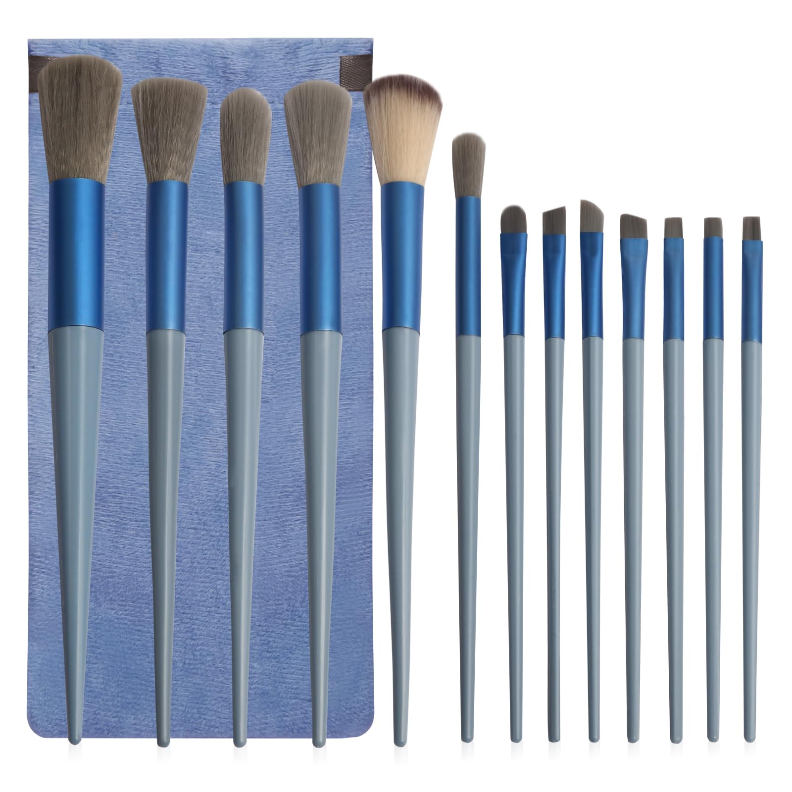 13 Pcs Make up Brushes Set, Make up Brush Set Foundation Powder Concealer Eyeshadow Blush Highlighter Eyebrow Brush, Travel Face Makeup Brushes with Cloth Bag for Beginner and Makeup Artist (blue)