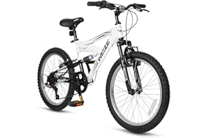 WEIZE Kids Mountain Bike, 20 24 inch Kids' Bicycles for 6-14 Years Old Boys Girls with Dual Full Suspension, 6 Speeds Drivetrain, High-Carbon Steel Frame, Ideal for Young Riders and Adventurers