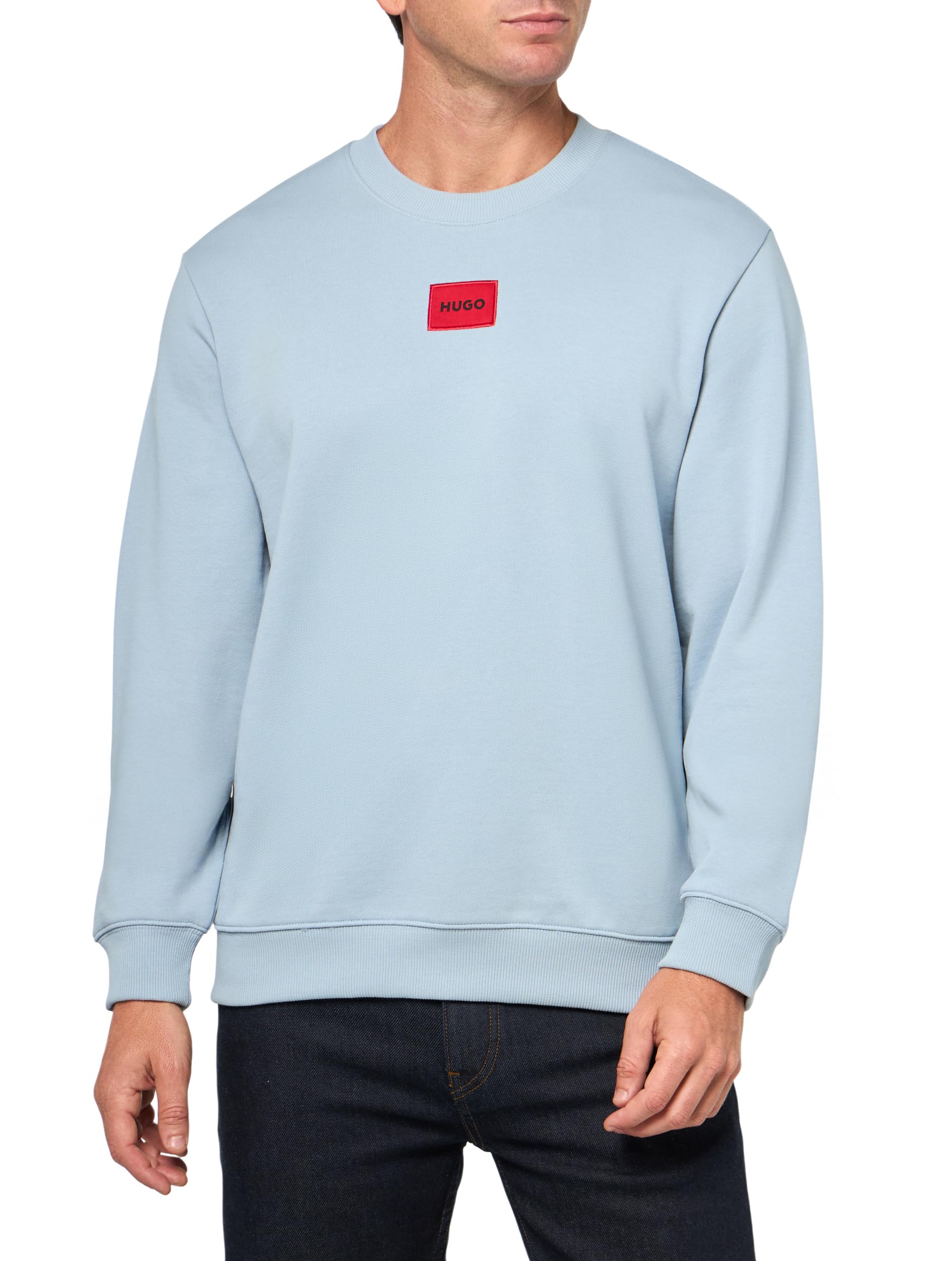 HUGO, Regular Fit Square Logo Jersey Sweatshirt, dust blue, XL