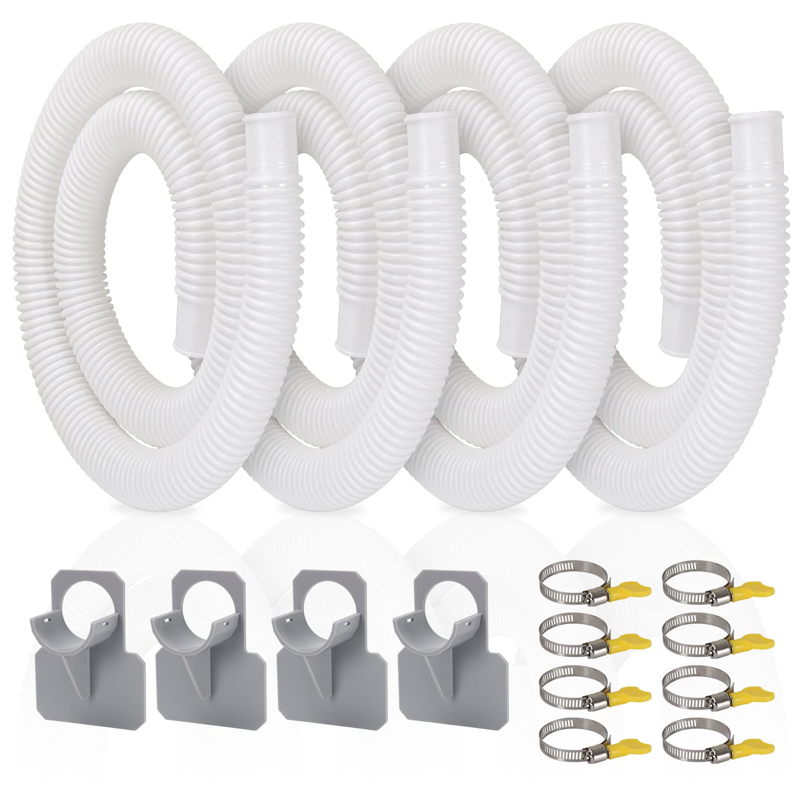 Photo 1 of Pool Pump Hose for Above Ground Pools, 4 Pack 1.25" Diameter Pool Filter Hose Accessory Pool Pump Replacement 59 Inch Long with 4 Clamps and 4 Pipe Holders