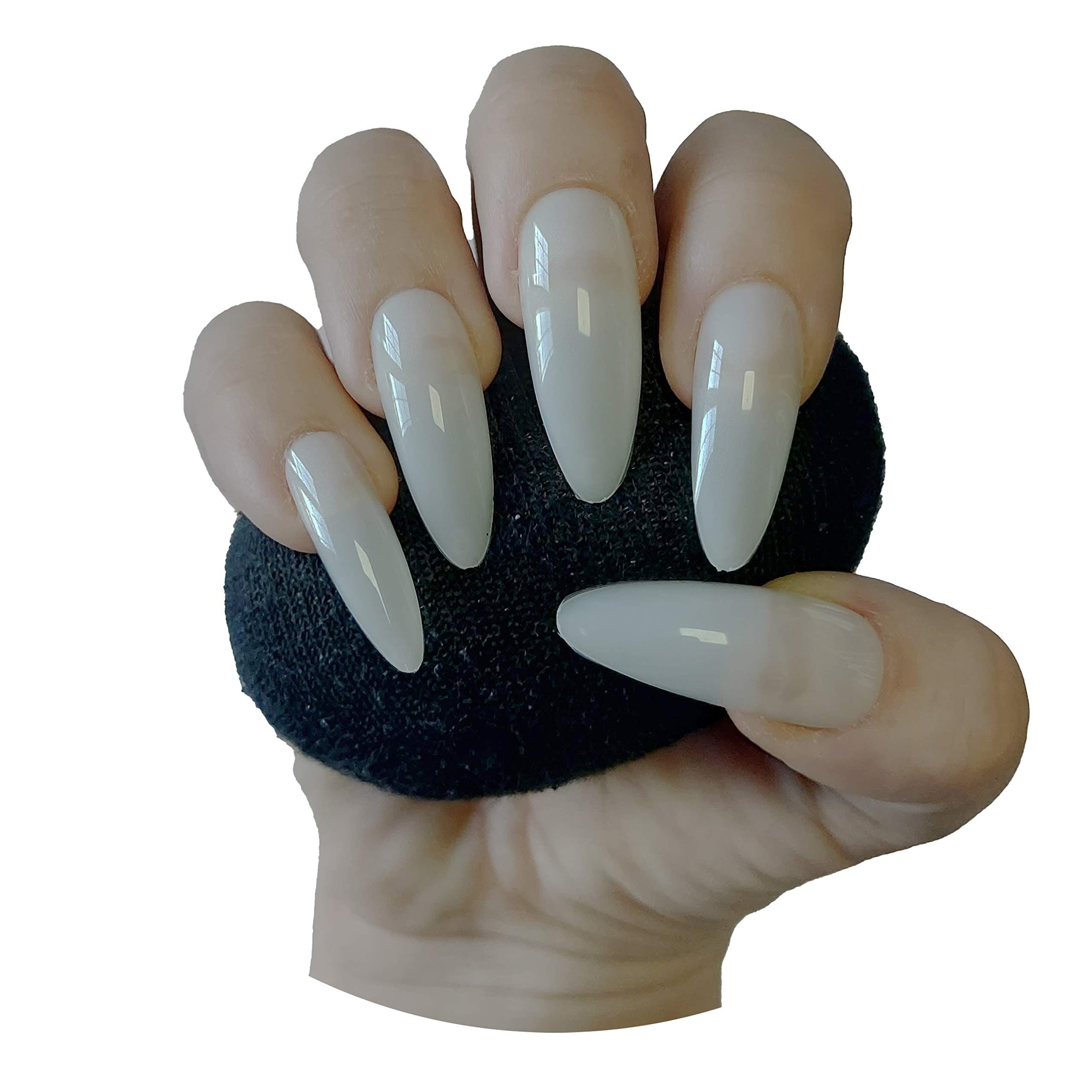 600 Pieces Extra Long Stiletto Almond Curved Full Cover NATURAL Press On Acrylic False Nails Tips - Professional Salon & Home Use.