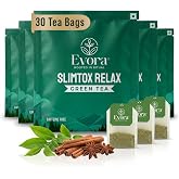 EVORA Garcinia Cambogia Valerian Root - Slimtox Relax Green Tea 30 Bags 90g | Garcinia Cambogia , Valerian Root Tea For Sleep, Relaxing Herbal Blend, Low Caffeine, Double Chamber Bags
