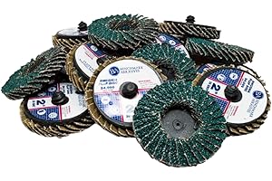 Benchmark Abrasives 2" Quick Change Zirconia Flap Disc Grinding Wheel with Male R-Type Back Design - Cleaning Finishing Deburring of Irregular Surfaces - for Die Grinder & More (10 Pack), 36 Grit