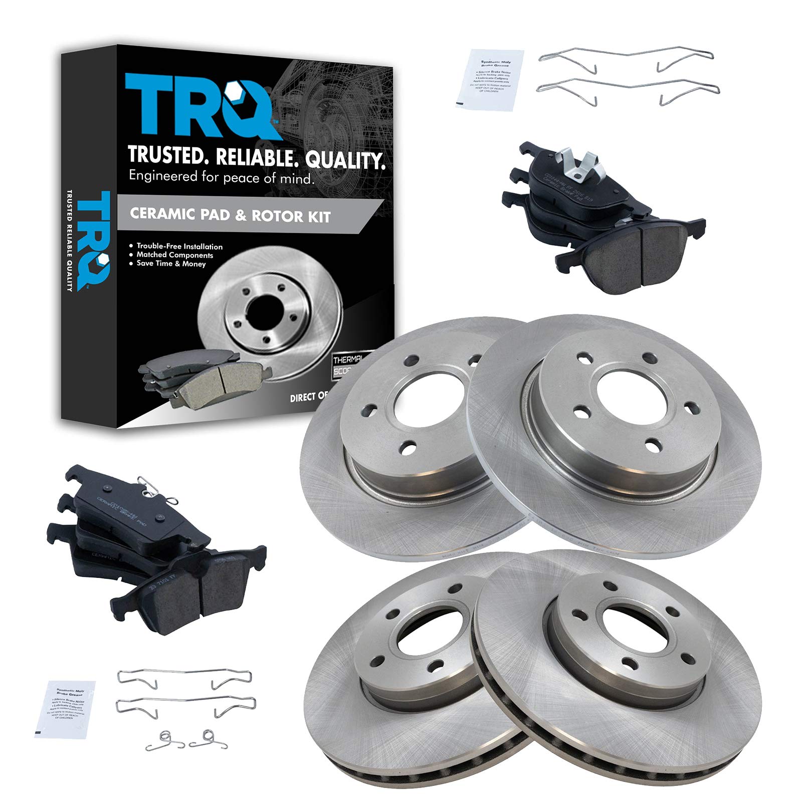 Photo 1 of TRQ Front and Rear Brake Pad & Rotor Kit Brake Pads Brake Rotor Ceramic Compatible with 2012-2018 Ford Focus