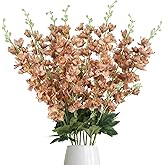 Fqueelvys 8PCS Delphinium Artificial Flowers 33.5'' Larkspur Silk Flowers Faux Long Stem Flowers for Wedding Table Centerpieces Home Garden Decor(Brown)