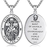 Adnix 925 Sterling Silver Patron Saint Amulet Pendant Necklace Religion Protection Jewelry for Men Women