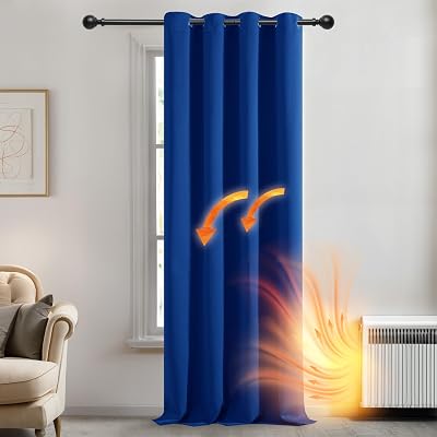 Deconovo Royal Blue Blackout Curtain 55 x 96 Inch 1 Panel Eyelet