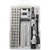 Precision Screwdriver Set 52 Pieces Small Magnetic Screwdriver Bits Electronic Repair Kit with No-Slip Handle, Tweezers, Pry Tools