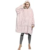 Tirrinia Wearable Blanket Hoodie for Adult, Hooded Flannel Blanket, Cartoon Oversized Fleece Sweatshirt, Gift for Women, Mom