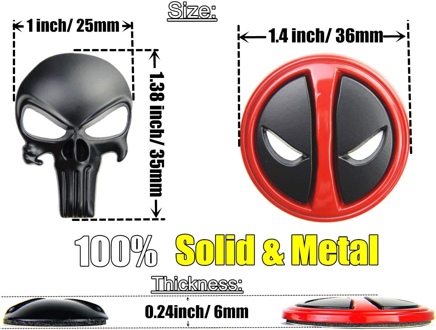 TOFEIC 3D Magwell Solid Metal Decal Sticker - Skull Badges Emblem Decor Sticker (Pack of 2) : Sports & Outdoors
