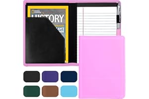 Gorbado Padfolio/Portfolio Binder, Mini Padfolio Portfolio Binder 5 x 8 Legal Writing Pad, A5 Document Organizer Folder for Women, Pink