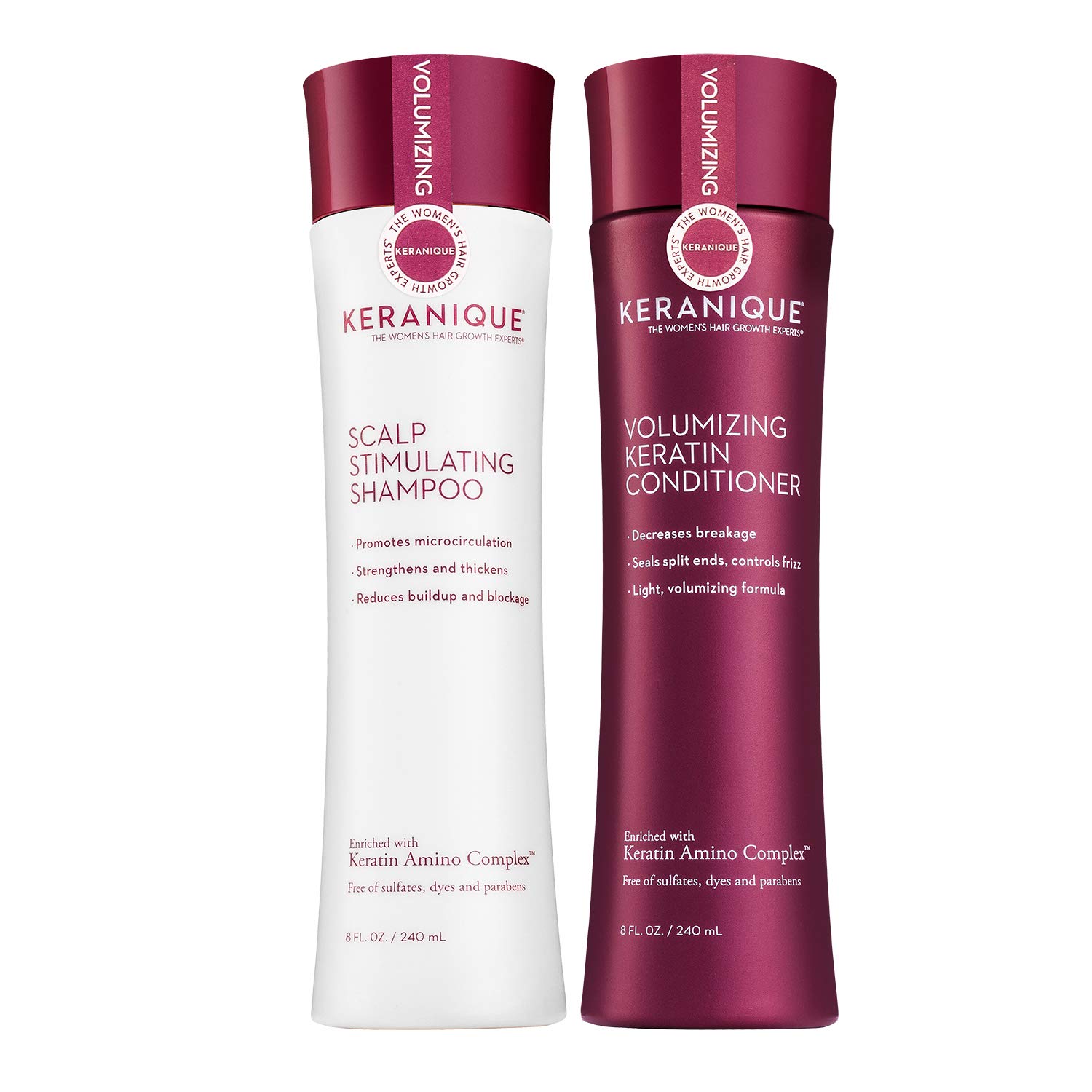 Keranique Shampoo and Conditioner Set for Hair Growth and Thinning Hair