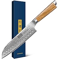 HOSHANHO Damascus Santoku Knife 7 Inch, Professional Japanese Damascus Super Steel Kitchen Knife, Cooking Knife with Durable 