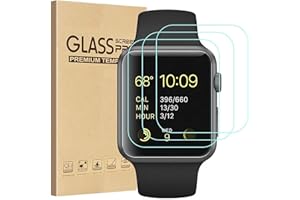 FOTBOR Tourist [3 Pack] Compatible for Apple Watch Tempered Glass Screen Protector 42mm Series 3/2 / 1, 9H Hardness, Anti-Fingerprint, Anti-Bubble Easy Installation [Only Covers The Flat Area (3 Pack)