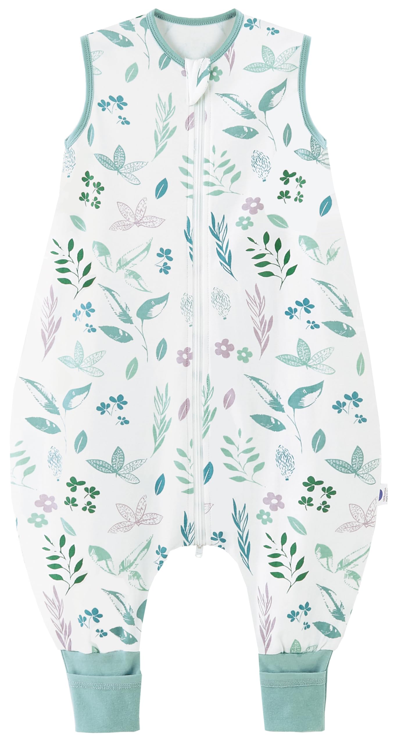 Chilsuessy Baby Summer Sleeping Bag with Feet 100% Cotton 0.5 Tog Baby Sleeping Bag Kid Sleeping Bag with Legs for Infant Toddler Sleeveless, Plants, 80cm/2-3 Years