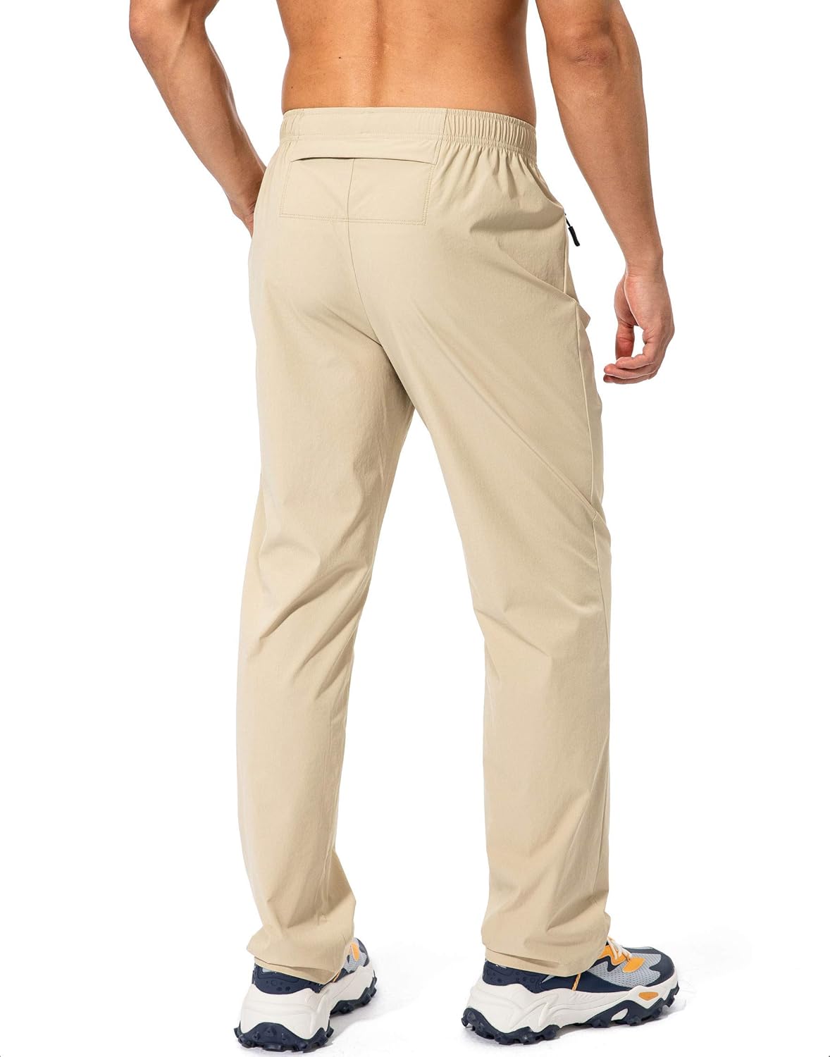 Pudolla Men's Workout Athletic Pants Elastic Waist Jogging Running Pants for Men with Zipper Pockets: Clothing