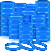 Liliful 200 Piece Rubber Bracelets Bulk, Solid Color Silicone Wristbands Blank Rubber Bracelets Elastic Silicone Wristband for Women Men, Events, Party Decor(8 x 0.5 Inch,Blue)