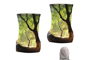 Enchanted Forest Lamp, Nature Inspired Ambient LED Table Lamp, Vintage Lantern Style Tree Shadow Night Light, Cozy Decorative