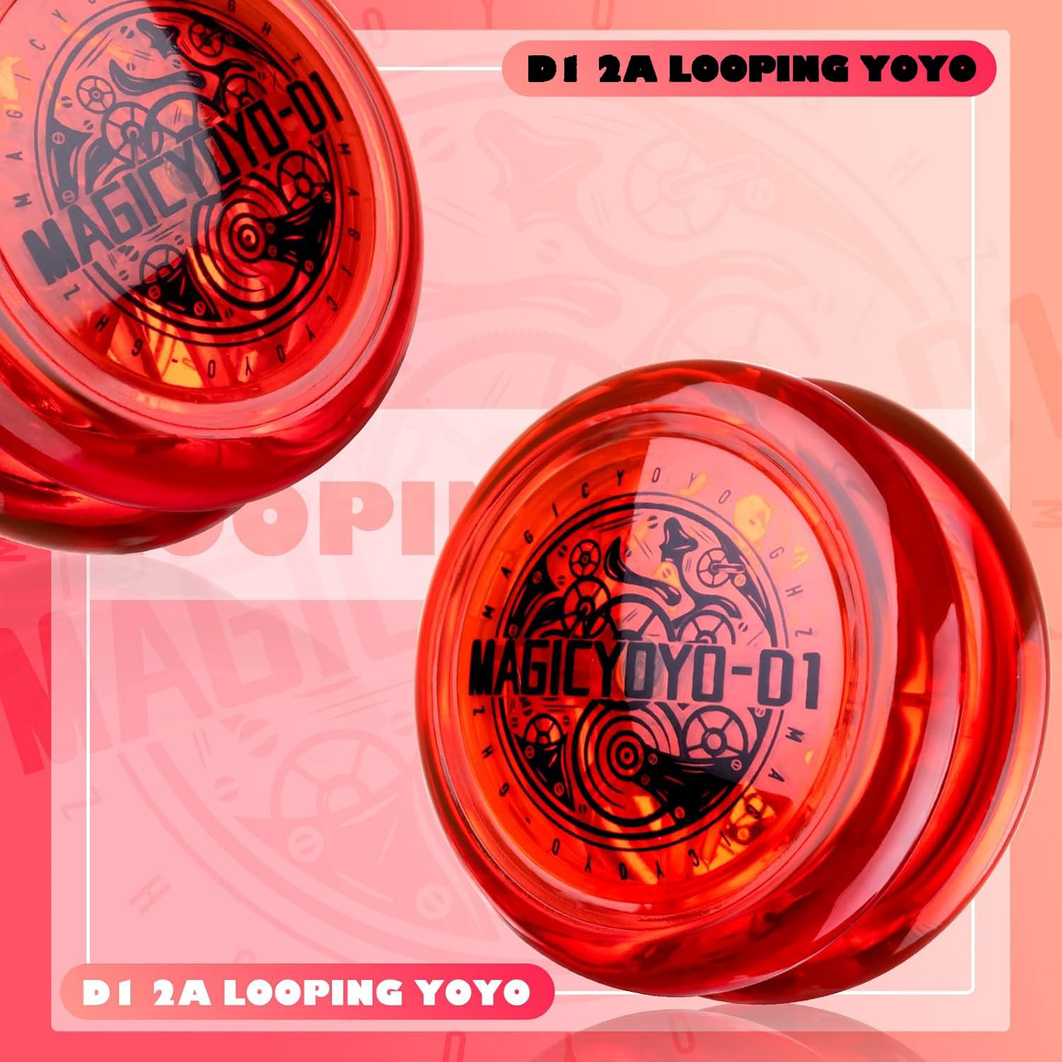 Looping Yoyo D1 Responsive Yo Yo for Kids Beginners, 2A Loop Yo-yo Starter Yo-Yo Easy to Play Basic String Tricks (Red)