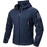 NAVEKULL Men's Tactical Hoodie Fleece Jacket Winter Warm Full-Zip Military Army Outdoor Hiking Coat with 7 Zip-pockets