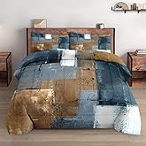 WeCozy Queen Size Comforter Set with 2 Pillowcases, Grey Brown Painting 3 Pcs Bedding for Kids and Adults, Beige Contemporary Soft Comforter Set for Bedroom Bed Decor