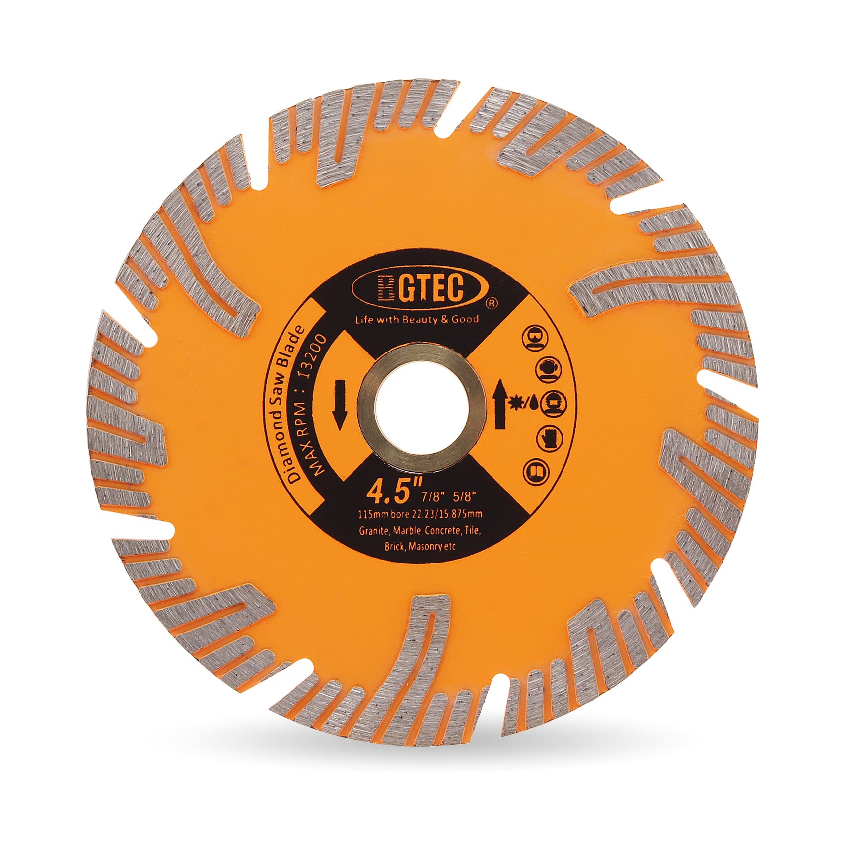BGTEC Diamond Saw Blade, 4.5"/115mm Granite Cutting Disc for Circular Saw Cutting Marble, Concrete,Masonry,Ceramic,Porcelain