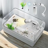 AZV Turtle Tank Starter Kit,6.57 Gallon Habitat for Baby Red-Eared Sliders | Yellow Belly Turtle Aquarium with Water Filter,Lamp&amp;Bulb,Basking Platform,Hideout,Bottom Drainage and Clear Viewing Enclosure