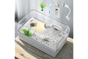 AZV Turtle Tank Habitat Kit,Complete Aquatic Tortoise Starter Enclosure with Filter,Basking Platform with Hideout,Multi-Function Area,Drainage,Plants and Lamps,Perfect for Red Eared Slider Aquarium