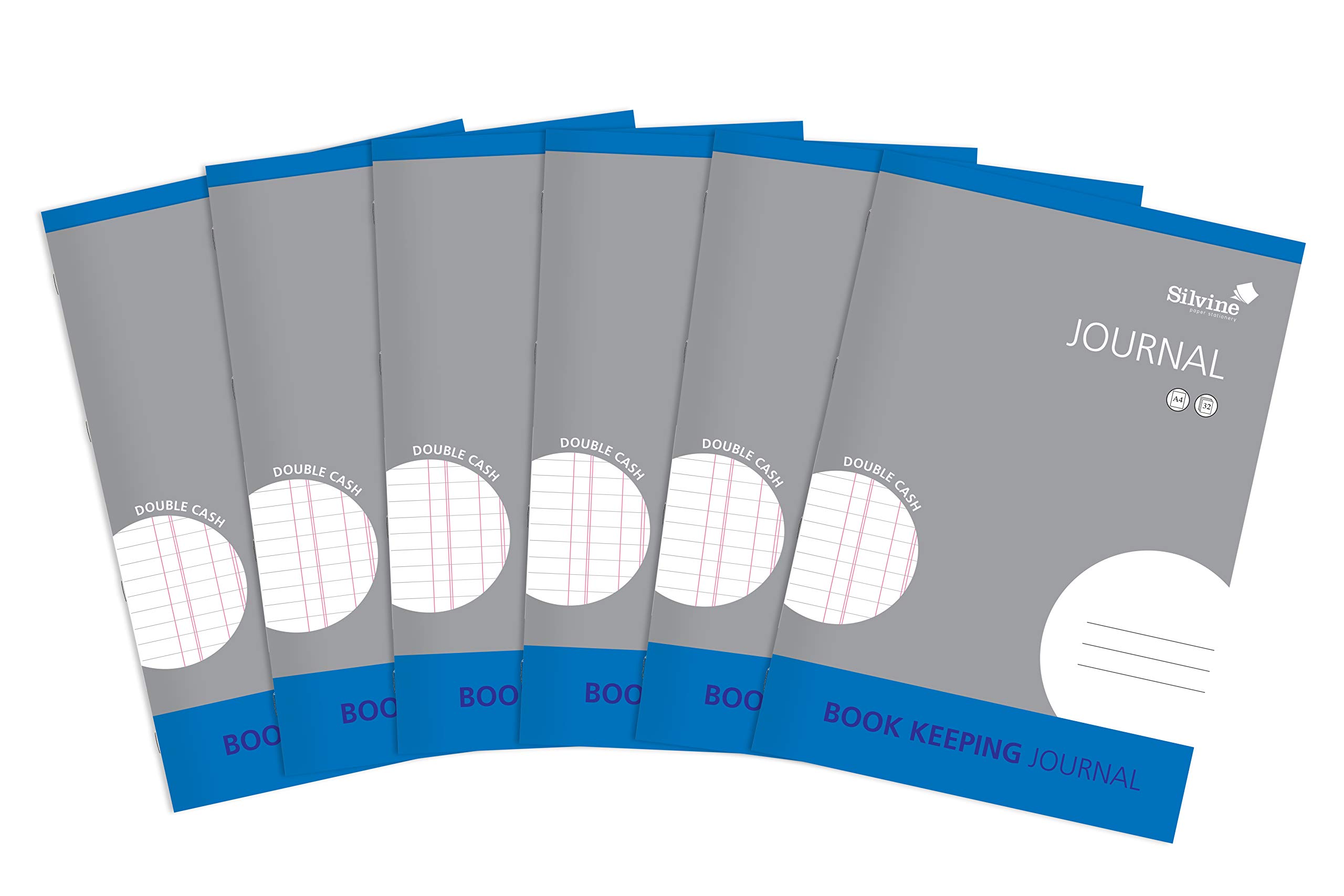 Silvine A4 Book Keeping Journal, 32 Pages Printed 'Double Cash' - Ref SJA4J-P [Pack of 6]