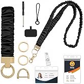 Teacher Lanyard,Scrunchie Lanyards for ID Badges Keys,Retractable Stretchy Teacher Lanyard with Id Holder for Women,Nurse