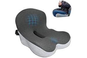 XZdream Memory Foam Seat Cushion,Office Chair Cushion with Lumbar Support for Back Pressure Relief, Car Seat Cushion with Adjustable Strap,Sciatica Pad Cushions for Car,Truck, Desk,Gaming Chair