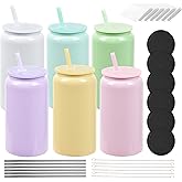 6 Pack 16 Oz Sublimation Tumblers Blanks with Cup Lid and Atraw,Stainless Steel Double Wall Insulated Cups Blank for Craft DIY…(Colorful)