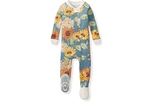 Burt's Bees Baby Baby Girls Sleeper Pajamas, 100% Organic Cotton, One-piece PJs, Diagonal Zip Up Jumpsuit, Snug Fit Footie
