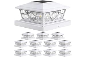 APONUO Solar Post Cap Lights 12 Pack for 4x4 5x5 6x6 Wood Vinyl Fences - Post Lights Solar Powered, IP64 Waterproof, Auto On/Off, for Deck Patio Yard (Warm & Cool White)