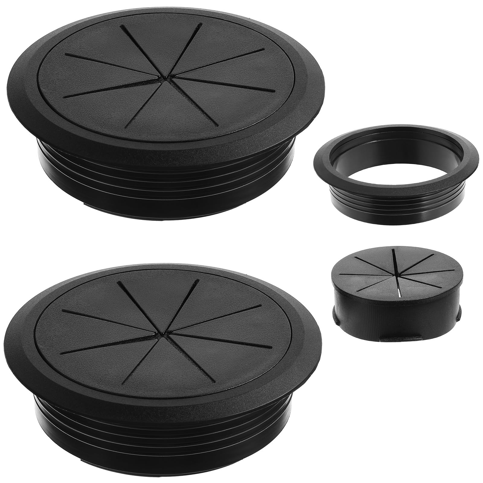 Photo 1 of 2 PCS Desk Grommet 3.5" (90 mm) Flexible Cable Management Detachable Cable Cord Organizer ABS Plastic Grommet Hole Cover Desk Hole Cover for Office Home Table Through Countertop Wire Cables