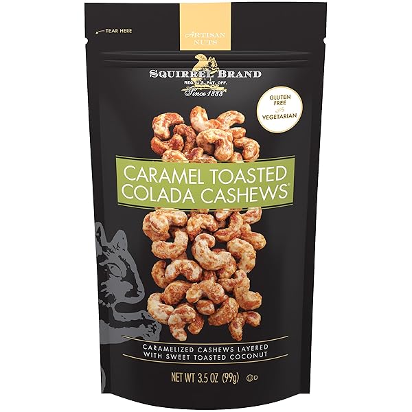 SQUIRREL BRAND CARAMEL TOASTED COLADA CASHEWS 3.5 OZ...