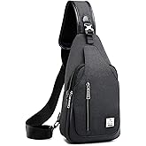 tuowan Small Sling Bag Crossbody Backpack Over the Shoulder Bag for Men Women Travel Outdoors, Lightweight Chest Pack (Large,Black)
