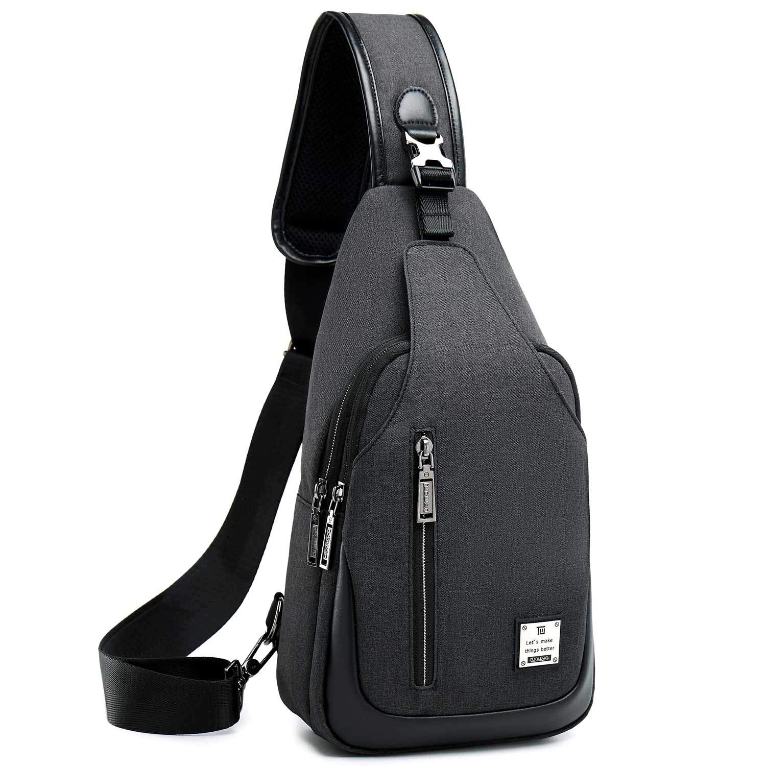 Photo 1 of tuowan Small Sling Bag Crossbody Backpack Over the Shoulder Bag for Men Women Travel Outdoors, Lightweight Chest Pack (Small, Black)
