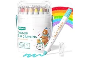 JUPITEARTH 36-Color Twsit-Up Crayons for Toddlers and Kids, Non-Toxic Washable Crayons, Ultra-Silky Easy-Grip Art Supplies, I