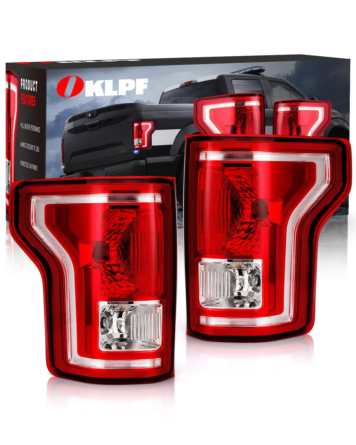 Photo 1 of OKLPF Rear Brake Tail Light Compatible With 2015 2016 2017 Ford F150 F-150 Replace FL3Z-13405-A FL3Z-13404-A,Replacement Red Taillight Assembly,Included Bulbs,Driver and Passenger Side