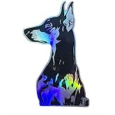 WickedGoodz Doberman Pinscher Vinyl Holographic Decal - Dog Breed Bumper Sticker, for Tumblers, Laptops, Car Windows