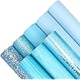 8 Pieces 8x12 Inch Blue Series Faux Leather Sheets Including 7 Kinds Leather Sheets for Leather Bows and Earrings Making