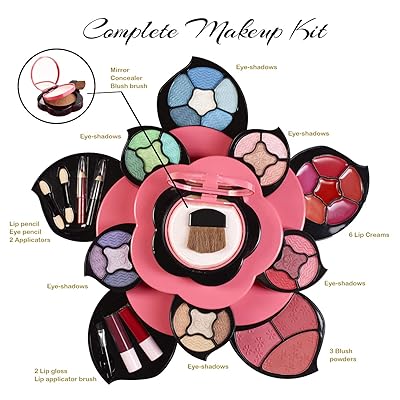 Buy Makeup Kits For Teens Flower Make Up Pallete Gift Set For Teen Girls And Women Petals Expand To 3 Tiers Variety Shade Array Full Starter Kit For Beginners