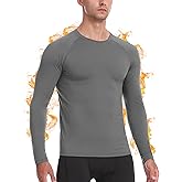 Twekfish Men's Thermal Compression Shirt, Long Sleeve Fleece Lined Workout Shirts Winter Cold Weather Athletic Base Layer Top
