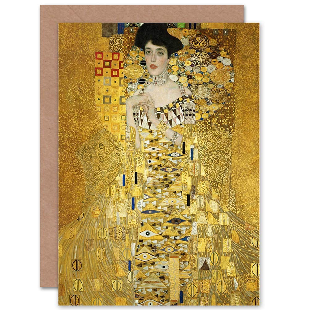 Wee Blue Coo Gustav Klimt Portrait Of Adele Bloch Bauer Sealed Greeting Card Plus Envelope Blank inside