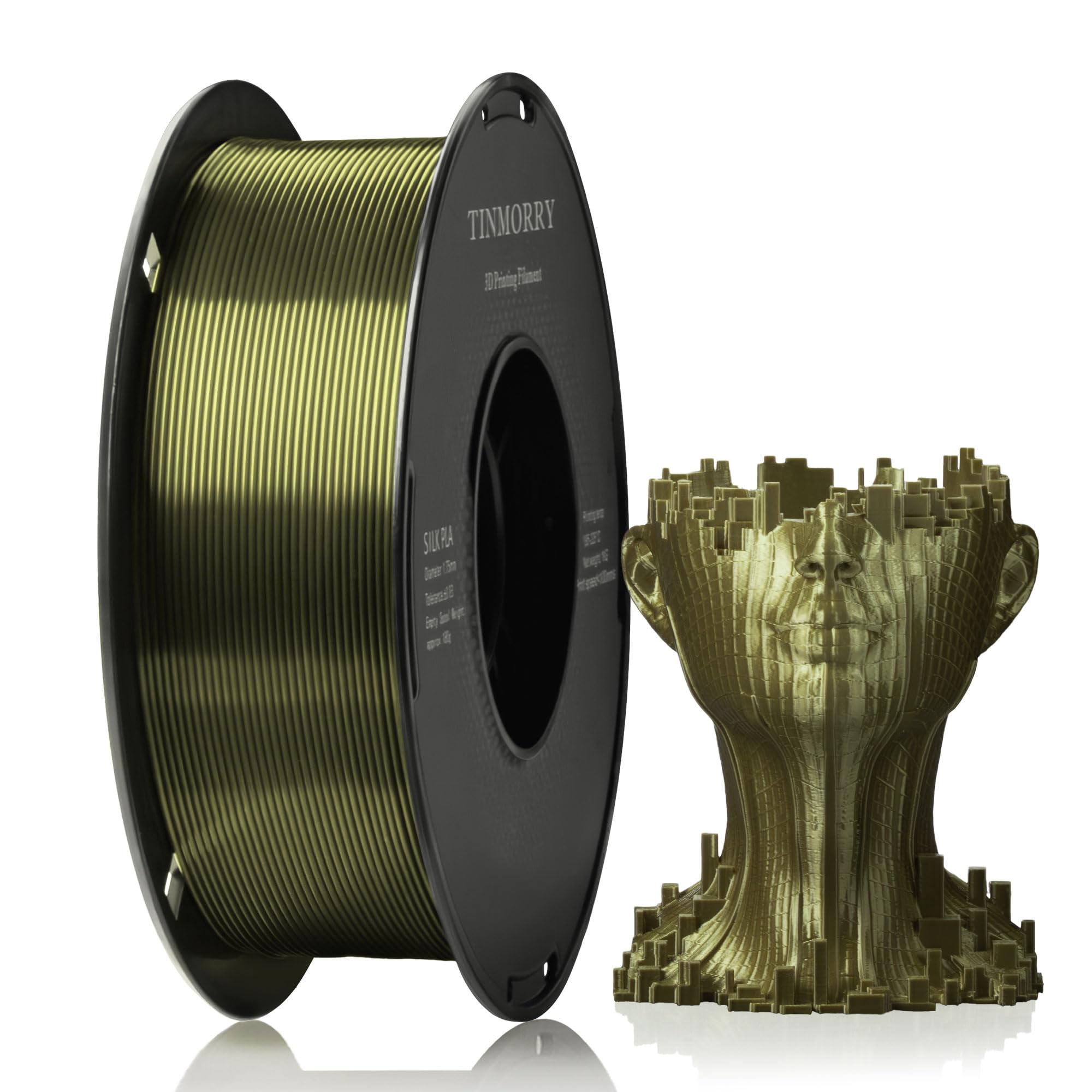 TINMORRY PLA Filament 1.75mm 1kg, Silky Shiny PLA 3D Printer Filament, Compatible with Most FDM 3D Printers, 1 KG 1 Spool, Silk Bronze