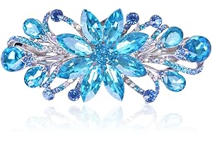 Sankuwen Flower Luxury Jewelry Design Hairpin Rhinestone Hair Barrette Clip,Also Perfect Mother's Day Gifts for Mom (Sky Blue