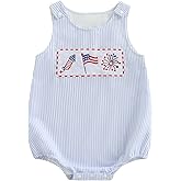 Dobeiokal Newborn Baby Boy Girl 4th of July Outfit American Flag Sleeveless Romper Patriotic Bodysuit Fourth of July Outfit