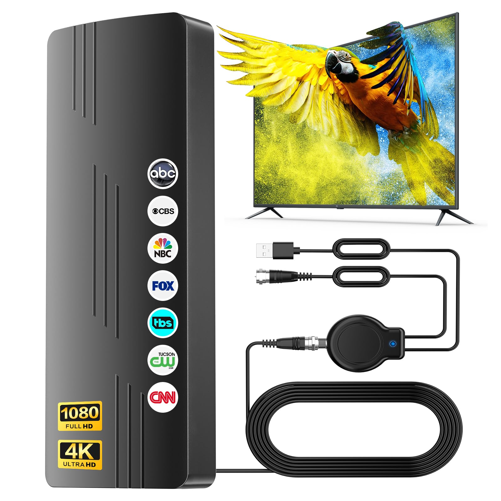 Photo 1 of Tv Antenna Indoor Outdoor, 2500+ Miles Long Range Tv Antenna for Local Channels, Supports 8K 4K 2K 1080P TV Antenna with Signal Booster Amplifier, Waterproof Digital Antenna for Smart Tv