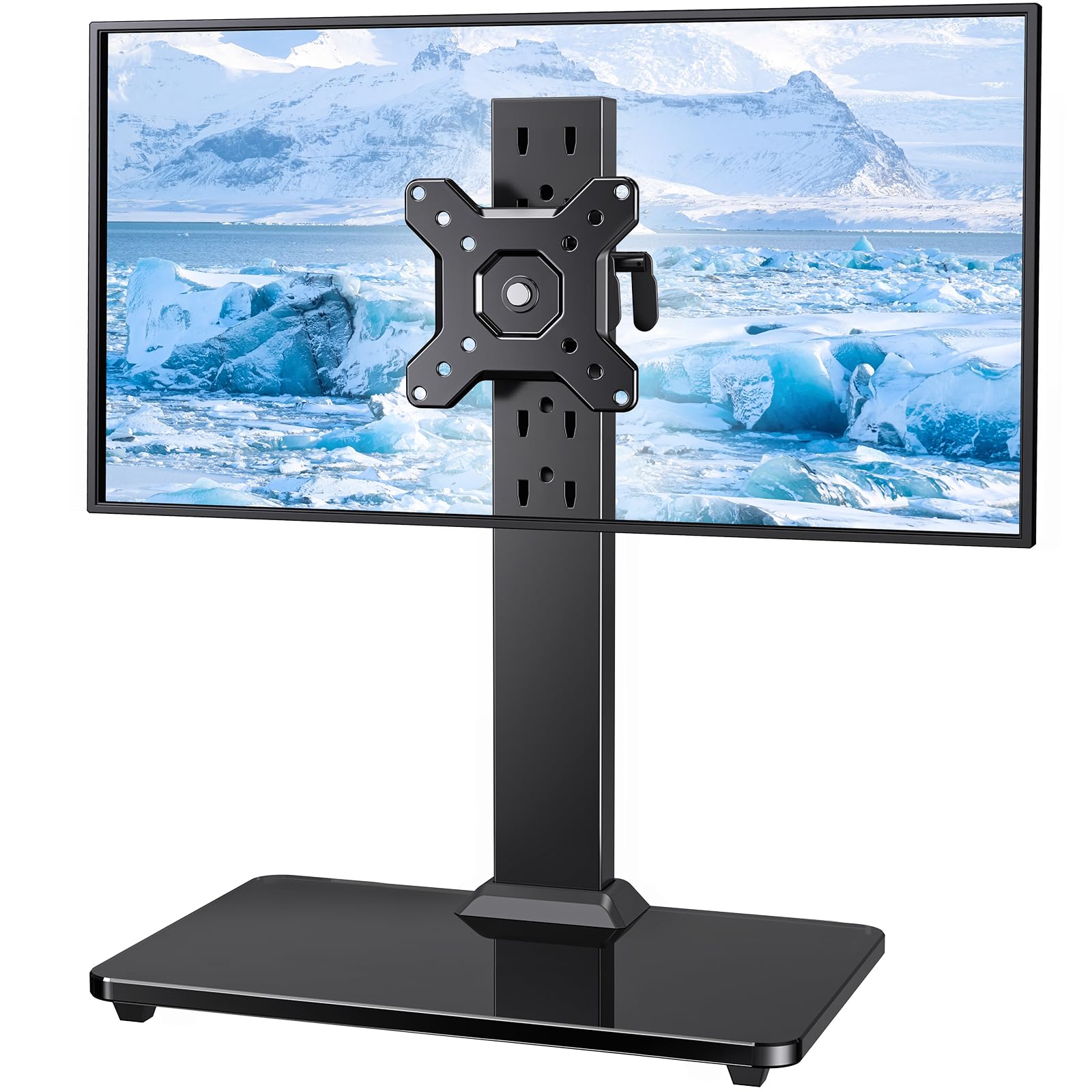 Photo 1 of ErGear Single Monitor Stand for 13-34 inch Screens up to 44 lbs, Free-Standing Monitor Riser with 5 Height Settings, Tabletop VESA Mount with Tempered Glass Base, Max VESA 100x100mm